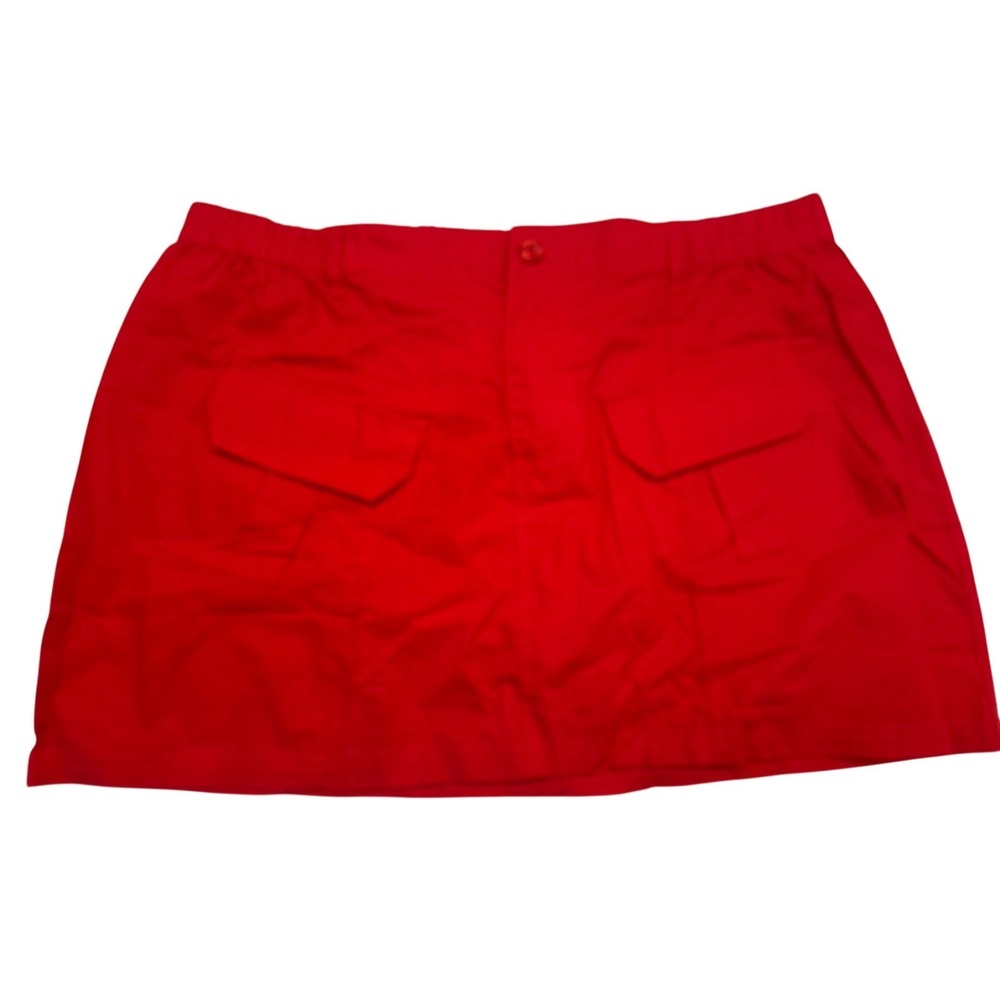 Fashion Nova Catalina Solid Cargo Mini Skirt‎ Red 1X Plus Cotton Pockets New